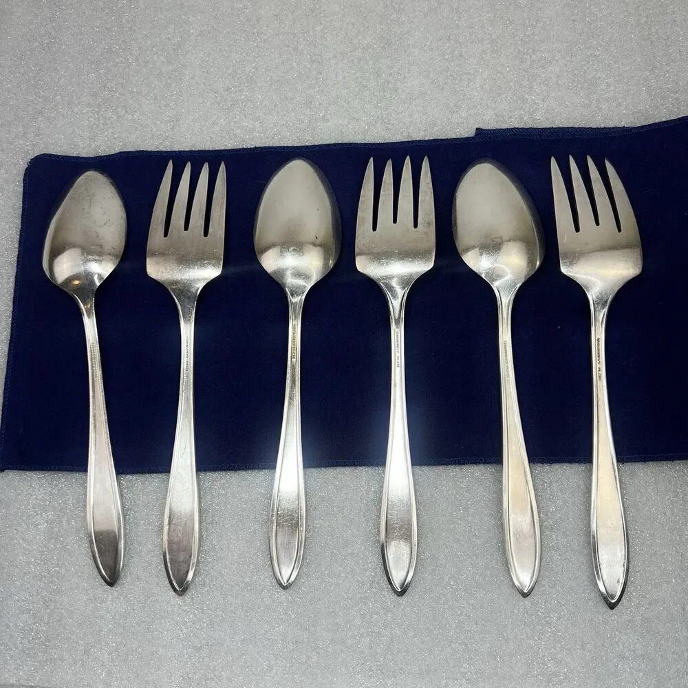 3 Sets Oneida Community Plate Adam 1917 Cold Meat Serving Fork & Spoon